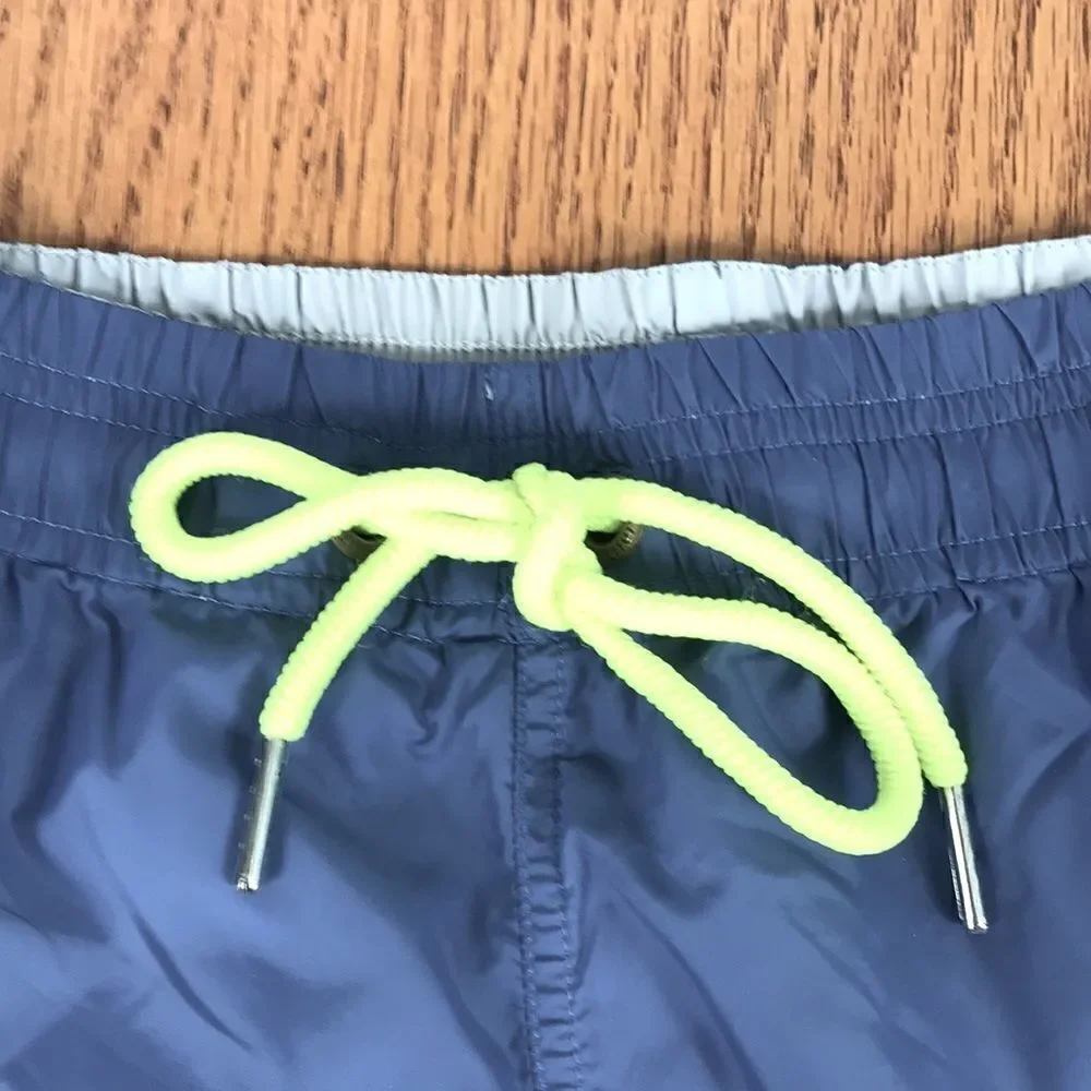 {DESMIT} Men’s Swim Shorts, Blue w/neon tie Size large 30-32 EUC swim trunks